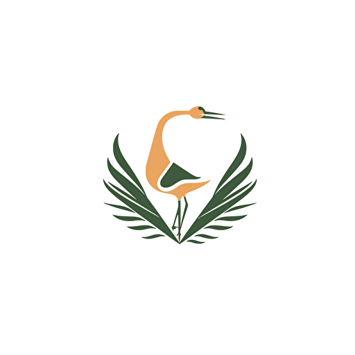 logo design, beautiful geomteric stork , geometric oak leaf, simple geometric vector, happy vibe