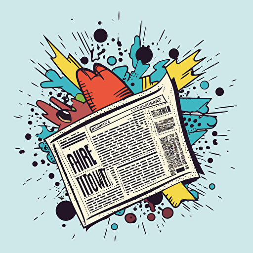 sticker design, super cute pixar style newspaper, vector