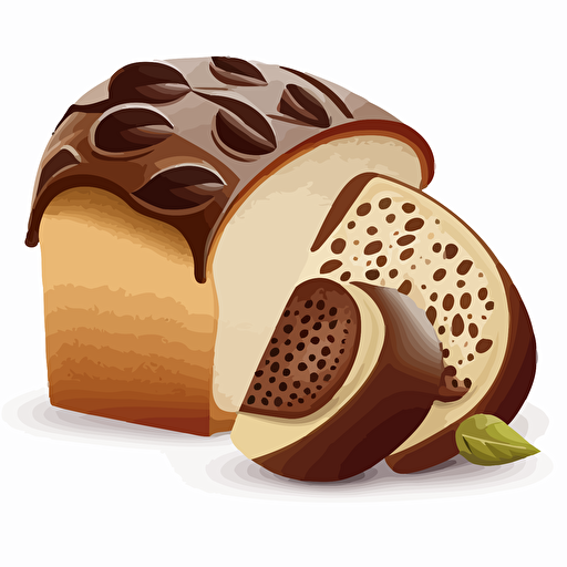 bread with chocolate, vector art, high quality, white background
