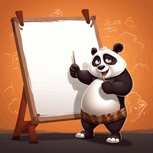 Design a high-tech learning whiteboard with textured edges and rich details, designed for 6-year-olds, kung fu panda style, pixar style, pastel colors, detailed, flat style, vector, animation