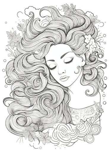 2d illustration, simple vector calm coloring page