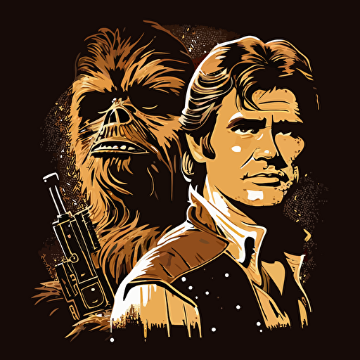 chewbacca and han solo, vector art