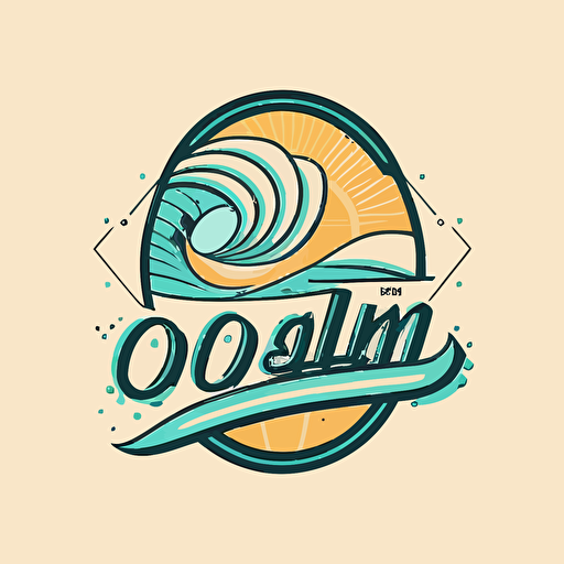 minimalist vectorized logo. transparent background. combination of a wave and a surfskate. the brand name is OLON!. and the slogan is: surf & surfskate. beach colors, flat design that transmits the essence of surfing.
