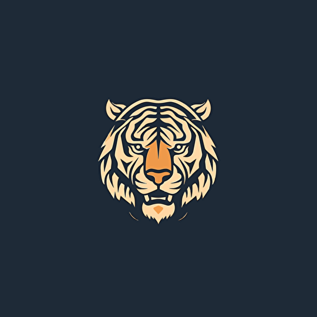 minimal line logo of a tiger head, vector