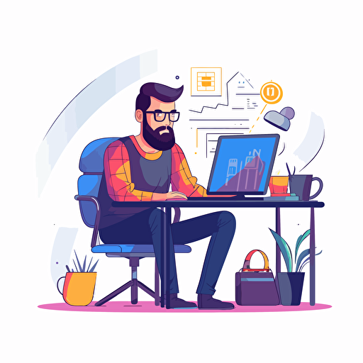 web developer, vector based, white background