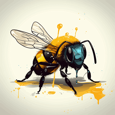 Honey dripping from bee::Macro::1 vector art::1 logo design::1 simple::1 colorful::1 no background::1