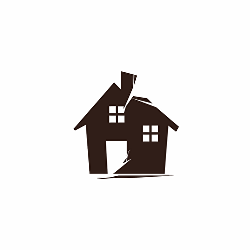 simple logo, broken house vector white background