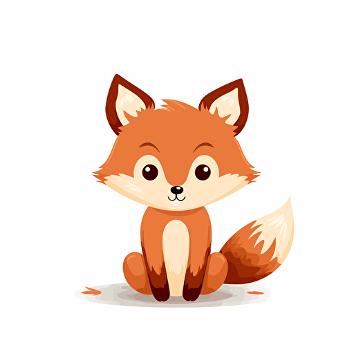 cute, vector, little fox, white background