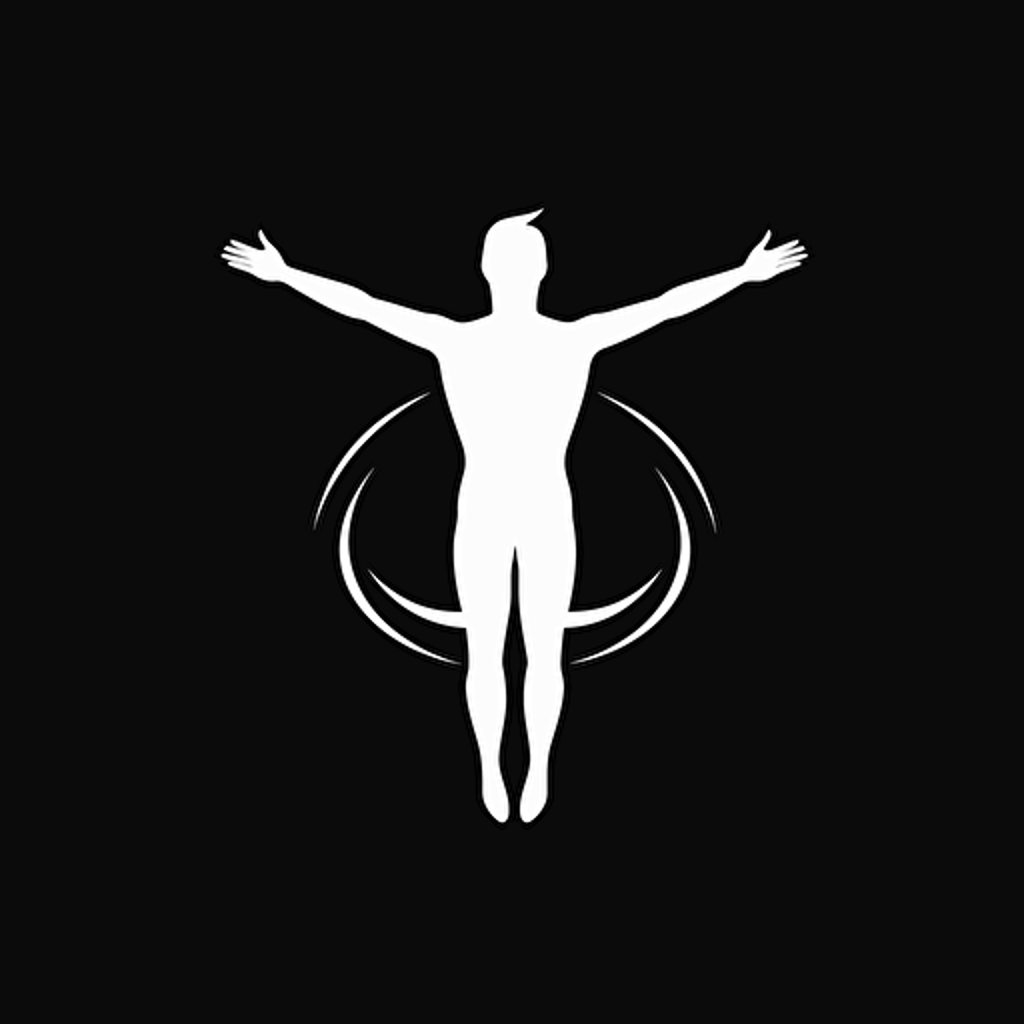 minimalist iconic logo of a healthy life, white vector, on black backgroung