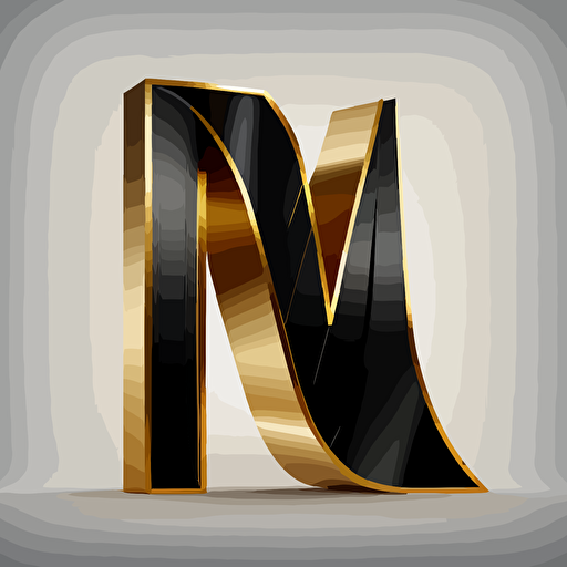 Black and Gold Capital letter M, white background , no textures,no extra noise, minimalist, simple and clean, vector art.
