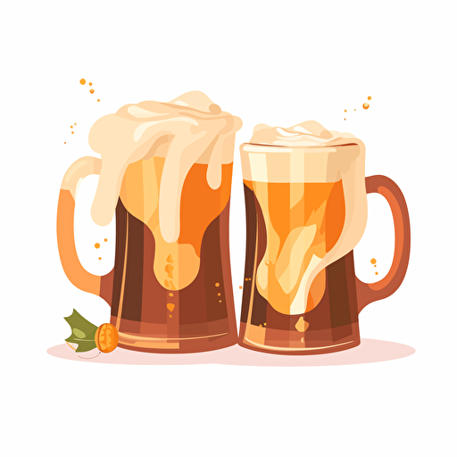 butterbeer mugs cheersing, vector, white background