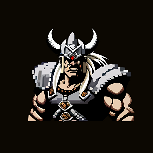 16bit mortal kombat shao kahn, white on black background, no shading, 2D, vector, 3:4
