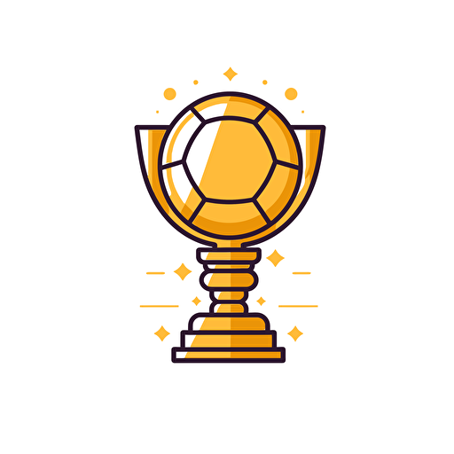 vector flat illustration, gold/yellow football trophy, 2d, simple, clean, very simple, white background, viewed from front
