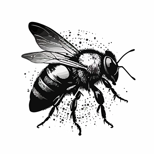 iconic logo of a worker bee, black vector, on white background