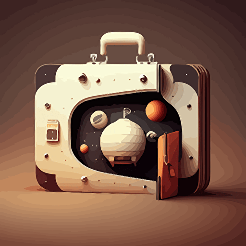 illustration of a quirky briefcase floating in space. Vector. Contrasting shadows. Moody.**