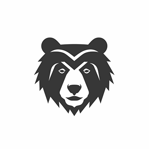 cute modern minimal iconic logo of a bear head black vector, on white backgrounds.