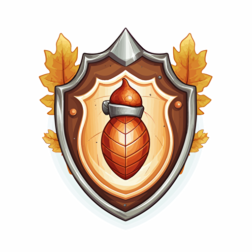 Vector cartoon shield crest of a acorn white background