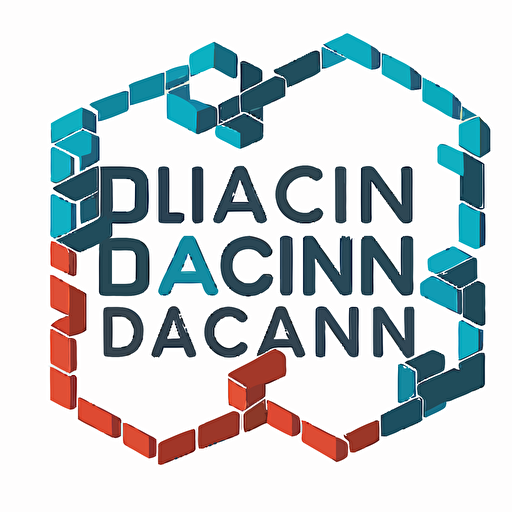 a very simple vector art logo for a blockchain brand in the style of Carolyn Davidson. white background, chain of blocks