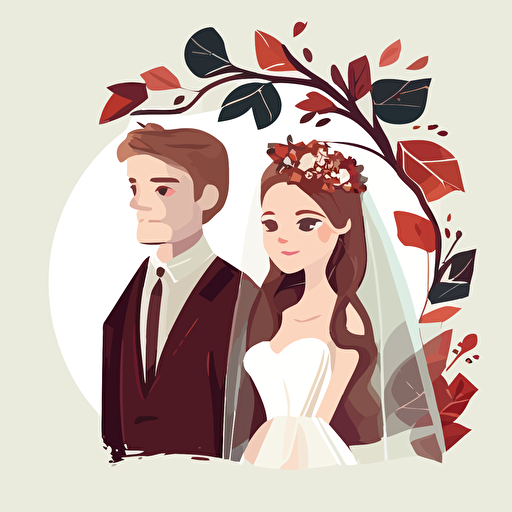 vector, wedding, bride and groom, lovely style