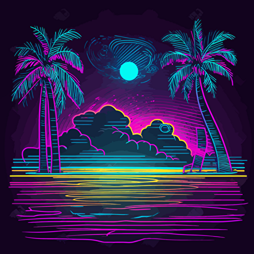stock image vector illustration of a neon beach stylized