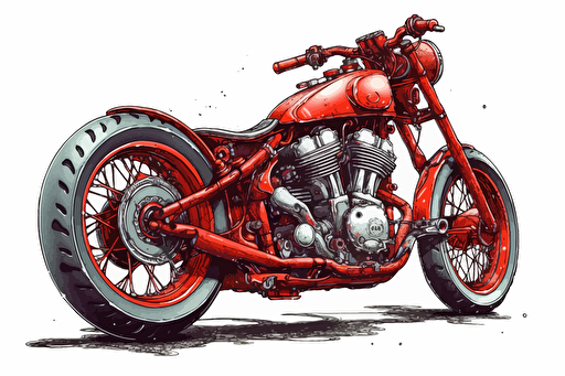 vector simple art, a motorcycle is shown sitting on a white background, in the style of liam sharp, ed freeman, i can't believe how beautiful this is, hinchel or, light red and silver, manticore, chicano-inspired