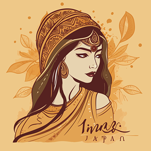 vector logo drawing of Indian ethnic and western fashion with name (Inaara)