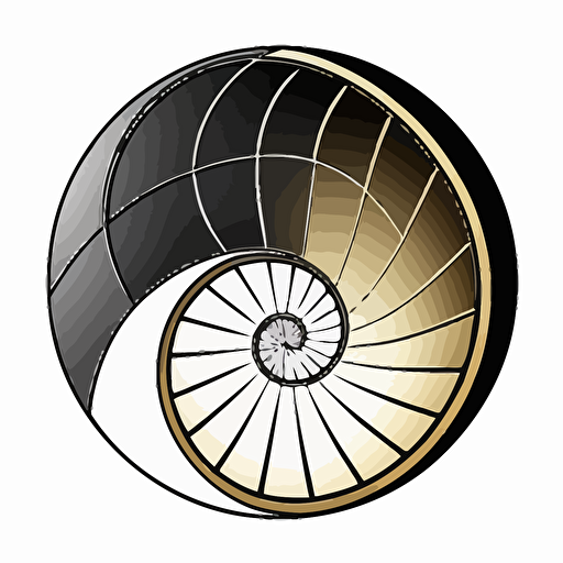 fibonacci circles, golden ratio, black and white, logo, vector icon