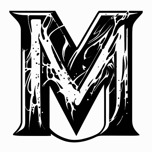 the letter M in a superman emblem instead of S, lineart black and white, vector friendly