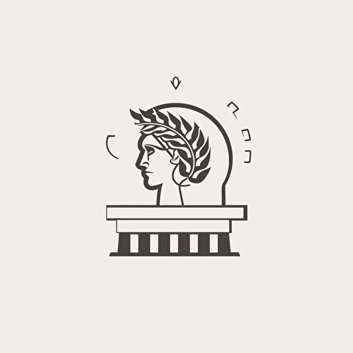 vector logo for investing, ancient greek pillar, brain, modern