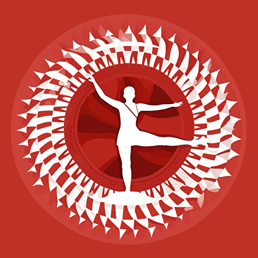 king dancer yoga posture, only yoman on red rug, web vector illustration in white background