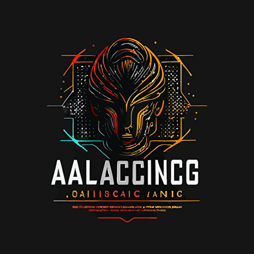 vector logo AI training and consulting business. black background. vivid