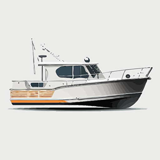 side view of a boat, vector, white background