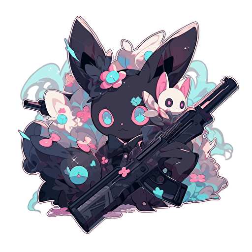 mouse with pistols, Sticker, Hopeful, Tertiary Color, mural art style, Contour, Vector, White Background, Detailed, cut out