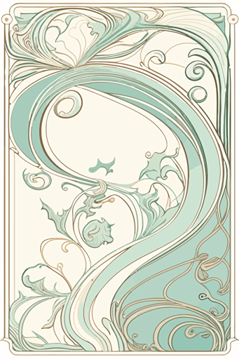 A card back, in the style of [Art Nouveau], featuring [flowing curves], [romantic pastels], [soothing blue], and [stylized nature]. Drawn all the way to the edges with no background visible. The card back should have a unique design, with elements of fluidity and movement, Flat with no shadow, no script, while still maintaining a cohesive look and feel. The overall design should evoke a sense of [whimsy and wonder], beauty, and [timeless elegance], The final product should be high-quality, vector artwork, suitable for printing on the backs of standard playing cards.