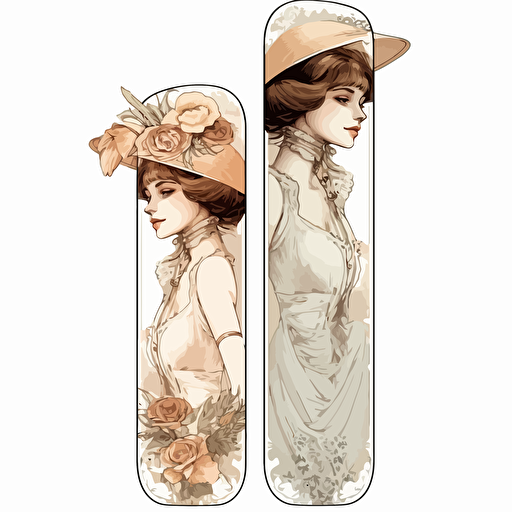 bookmark, victorian lady, vector whitebackground