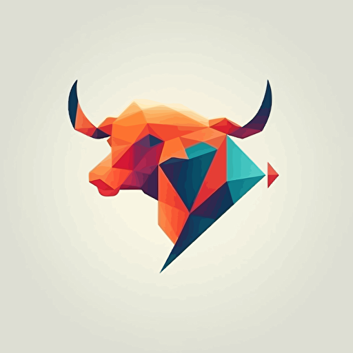 simple bull logo in geometric shapes, vector, 2d