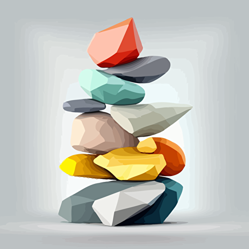 colourful stones leing on each other, vector illustration, white background, balanced asymmetry
