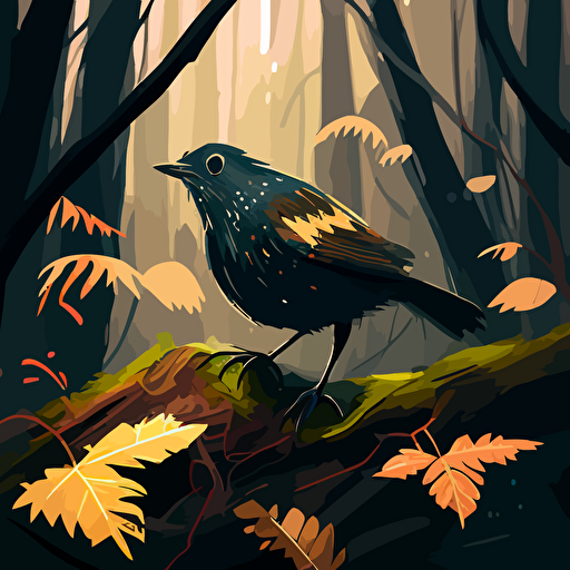 vectorial bird in a forest