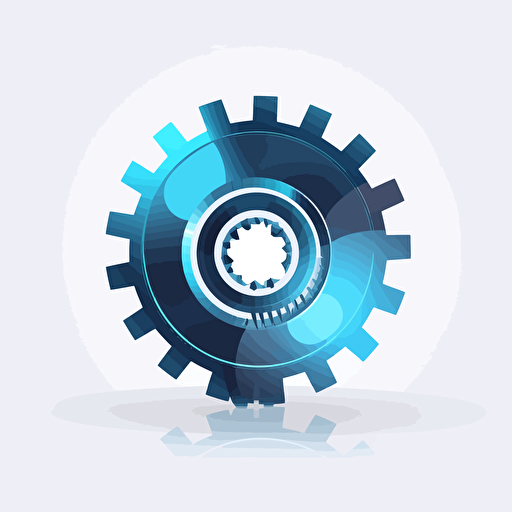 mechanical gear vector illustration, logo, simple, shades of blue, modern, minimalist, white background,