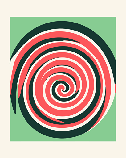 spiral watermelon, minimalistic, retro aesthetics, vector image, sticker, pastel pantone colors, white background