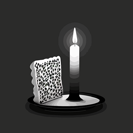 matzoh and candle, black and white, simple flat vector style