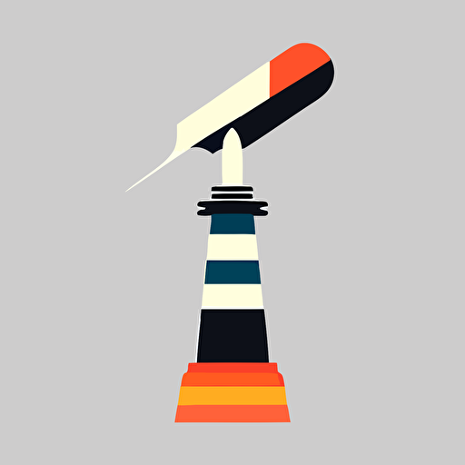 a flat vector style bauhaus logo of a paintbrush merged with a lighthouse, geometric, super simple, gestalt theory, simplified