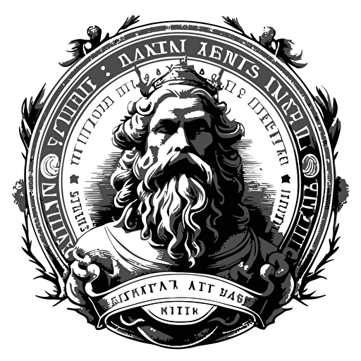a black and white vector of a notary seal with king neptune in the center
