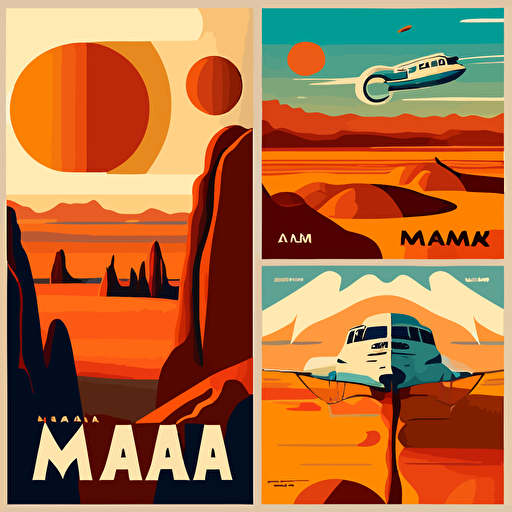 Pan Am style posters for mars, 1960 style vector image