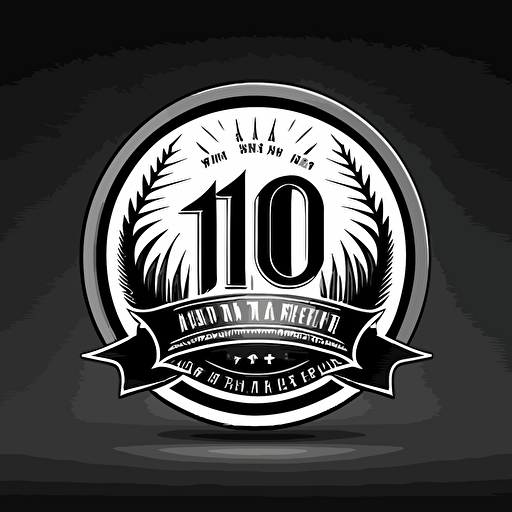 create a minimalistic 10th anniversary logo, 2d, black and white, vector, 10 years
