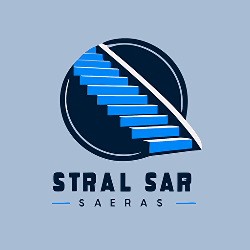 simple logo design of stairs nonslip company with blue as the base color, flat 2d, vector, company logo, clean, simple, morden