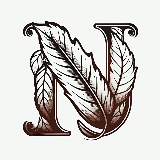 line vector drawing of leaf logo shaped as the letter N capitolized