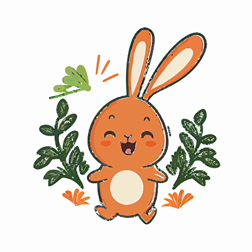 Happy bunny vector with carrot on a white background