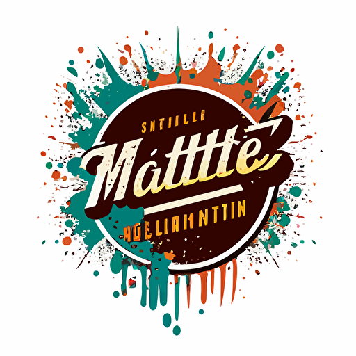 logo for Mitchell Printing, Splatter paint, retro, clean, vector