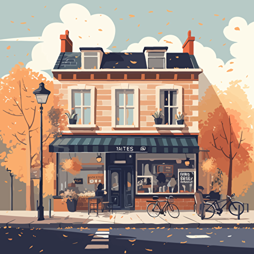 Artsy flat vector illustration of a cafe called "pinaille cafe"